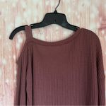 SheIn  Dusty Rose Pink Waffle Knit Asymmetrical Neck Side Slit Top Photo 9