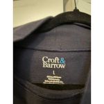 Croft & Barrow Croft & Barrow Navy White Striped Mock Neck Long Sleeve Pocket Sweatshirt Top L Photo 2