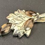 925 Sterling Silver Smoky Quartz Marquis Grape Vine Leaf Small Pendant 3g. Photo 4