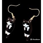 Cat Earrings New Black White Kitty Lover Dangle Hooks Christmas Birthday… Photo 1