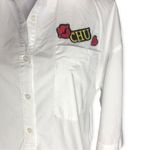 Love Tree Patched Front 3/4 Sleeve Button Down Shirt Photo 63