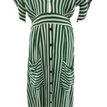 Faithfull the Brand Faithful the Brand Milan MIDI Dress green & white stripe size US‎ 6 Medium Photo 1