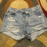 Levi's Levi’s 501 Denim Jean Shorts Light Wash Distressed Frayed Button Fly Size 31 Photo 0