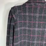 Vintage Black Purple Plaid Wool Coat Medium Photo 4