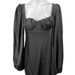 Jagger & Stone Liv Black Satin Balloon Long Sleeve Peasant Mini Bodycon Dress 8 Photo 4