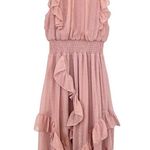 Avec Les Filles Pink Ruffled Smocked Sleeveless Maxi Dress Size 4 Photo 2