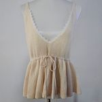 SheIn Beige Lace Trim Drawstring Waist Peplum Sweater Tank Size Large Photo 1