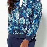 Jason Wu Quilted Floral Woven Bomber Jacket in Blue/Green Size L Photo 0
