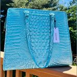 Brahmin Tia Tote – Dusty Blue Melbourne – Croc Embossed Leather – NWT Photo 3