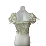 Princess Polly  Yellow Floral Short Puff Sleeve Corset Bustier Hook Blouse Top 6 Photo 1