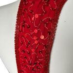 Scala  Vintage 80s Red Beaded Sequin Sheath Evening Dress Formal Glamourcore M Photo 3