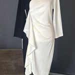 Womens Black & White Asymmetrical Ruffled Front Midi Dress 3/4 Sleeve Size M NEW Size M Photo 0