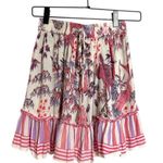Z&L Europe Tropical Bird Print Mini Skirt Ruffle Hem Boho Size Small Bohemian Photo 0