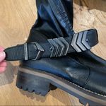 Pinko Over The Knee Lug Sole Buckle Ankle Strap Boots in Black Size 6 Photo 2