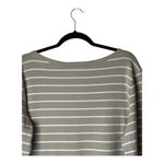 Chico's  Shirt Women XL Tan‎ White Striped Cotton Button Shoulder Long Sleeve Tee Photo 3