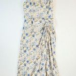 En Saison Women Dress Beige Allover Floral V Neck Ruched Maxi Boho Size Small White Photo 0