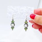 Boho Emerald and Pearl Earrings Silver Photo 3