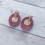 Vintage Clip On Earrings 1 & 1/8" Retro Darker Shade of Red Photo 4