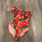 One Piece Vintage 90s swimsuit floral bright tropical slimming Small Photo 0