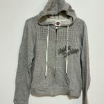 Harley Davidson  Studded Zip Up Hoodie Jacket Womens Small Grey Smokin Chicago Photo 0
