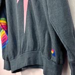 Aviator Nation Rare 7-Stripe Bolt Crew XL Gray Pink Bolt Rainbow Sleeve USA 70s Photo 3