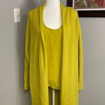 Neiman Marcus  Chartreuse Green Yellow Long Lined Cardigan and tank Plus 3X Set Photo 1