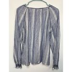 Gap Women's Cotton Tie-Neck Long Sleeve Peasant Top Blouse Striped Blue Medium Photo 5