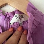 SEA Micah Solid Ramie Flutter Sleeve Dress Women's SIZE MEDIUM Style #SEAAA21892 Purple Photo 4