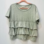 Mustard Seed sage Mineral Washed Babydoll Short Sleeve Tiered Knit Tee s… Photo 2