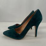 Madewell  The Mira Suede Point Toe Heels in Green‎ Size 6 Photo 4