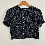 Ronni Nicole 🦋 Vintage  Black Blue Short Sleeve Button Down T-Shirt Cardigan 4P Photo 0