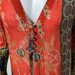 Farm Rio  Long Sleeve Sheer Button Blouse with Side Slits Photo 4