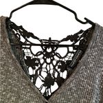 Almost Famous  Charcoal & Crochet Knit Top with Black Lace Long Sleeve EUC Photo 10