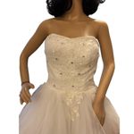 Unique Vintage Vintage high low wedding prom strapless corset tulle maxi train dress size small Photo 11