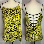 YA Los Angeles  Womens Yellow Black Scoop Neck Low Back Tank Top Sz M Photo 1