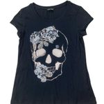 EXPRESS  y2k emo sequin skull t shirt  Photo 0