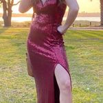 B. Smart Dark Red Sequin Formal Dress Photo 2
