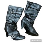 SM New York Womens High Heel Boots Marina Faux Leather Buckle Knee Black Sz 8.5 Photo 2