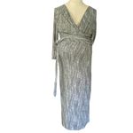 Seraphine Black & white herringbone print Pattern Long Sleeve Wrap Dress Size 6 Photo 8