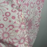 Blair VTG Pink AOP Flowers Daisies Button Up‎ Top Short Sleeve Womens M Groovy Retro Photo 2