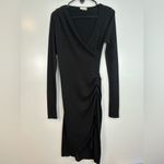 Wilfred Free Aritzia Black Long Sleeve Wrap Ruched Midi Dress Size Small Photo 1