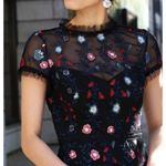 Monique Lhuillier  Floral Embroidered Tiered Lace Column Maxi Gown Dress Size 4 Photo 1