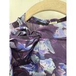 Jay Godfrey Blouse Women 0 Purple Floral Tie Neck Top Sheer Formal MSRP:$248 Photo 8