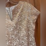 J. McLaughlin  Ariana Champagne Gold Metallic Palm Leaf Party Cocktail Dress Sz 6 Photo 8