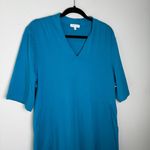 Habitat  V-Neck Midi Dress Stretch Jersey Teal Blue Size XL Casual Travel Photo 1
