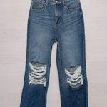 Ceros Women's Dark Wash Denim High Waisted Distressed Relaxed Fit Straight Jeans Blue Size 26 Photo 0
