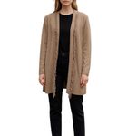 Magaschoni 100% Cashmere Fringe Trim Open Front Cardigan Brown Size XS Photo 1