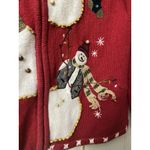 Tiara International  Christmas Collection 2004 Red Snowman Cardigan Sweater M Photo 4