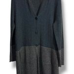 J. Jill Charcoal Gray Blue Colorblocked Knit Long Coatigan Jacket Size L Photo 0