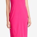 Ralph Lauren Lauren  Hot Pink Stretch Scuba Halter Keyhole Neck Dress XS Petite Photo 0